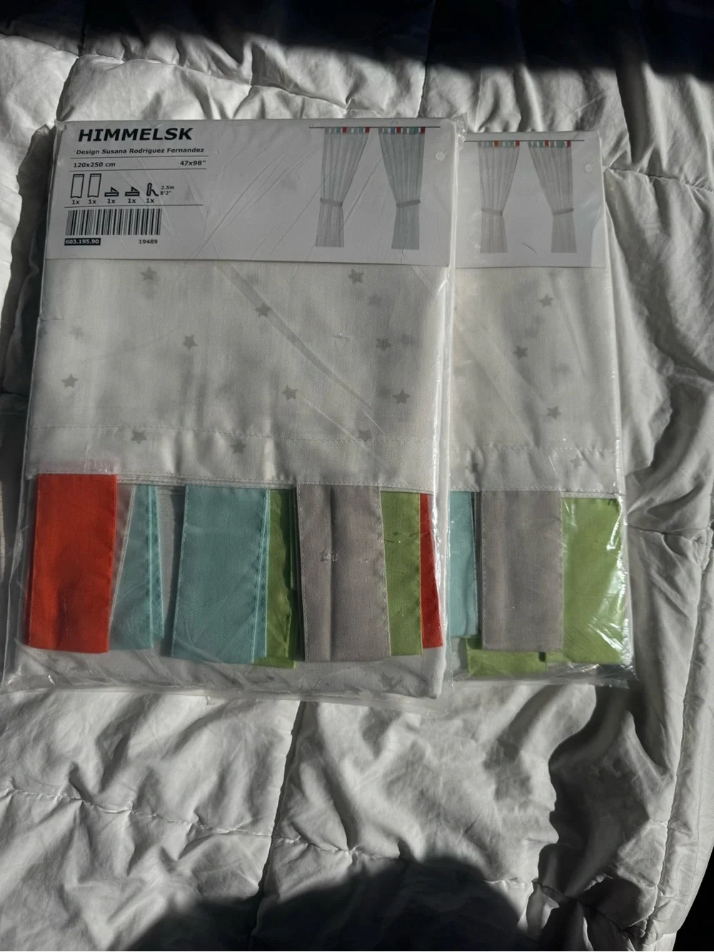 IKEA Curtain Panel with Colorful Tabs - White